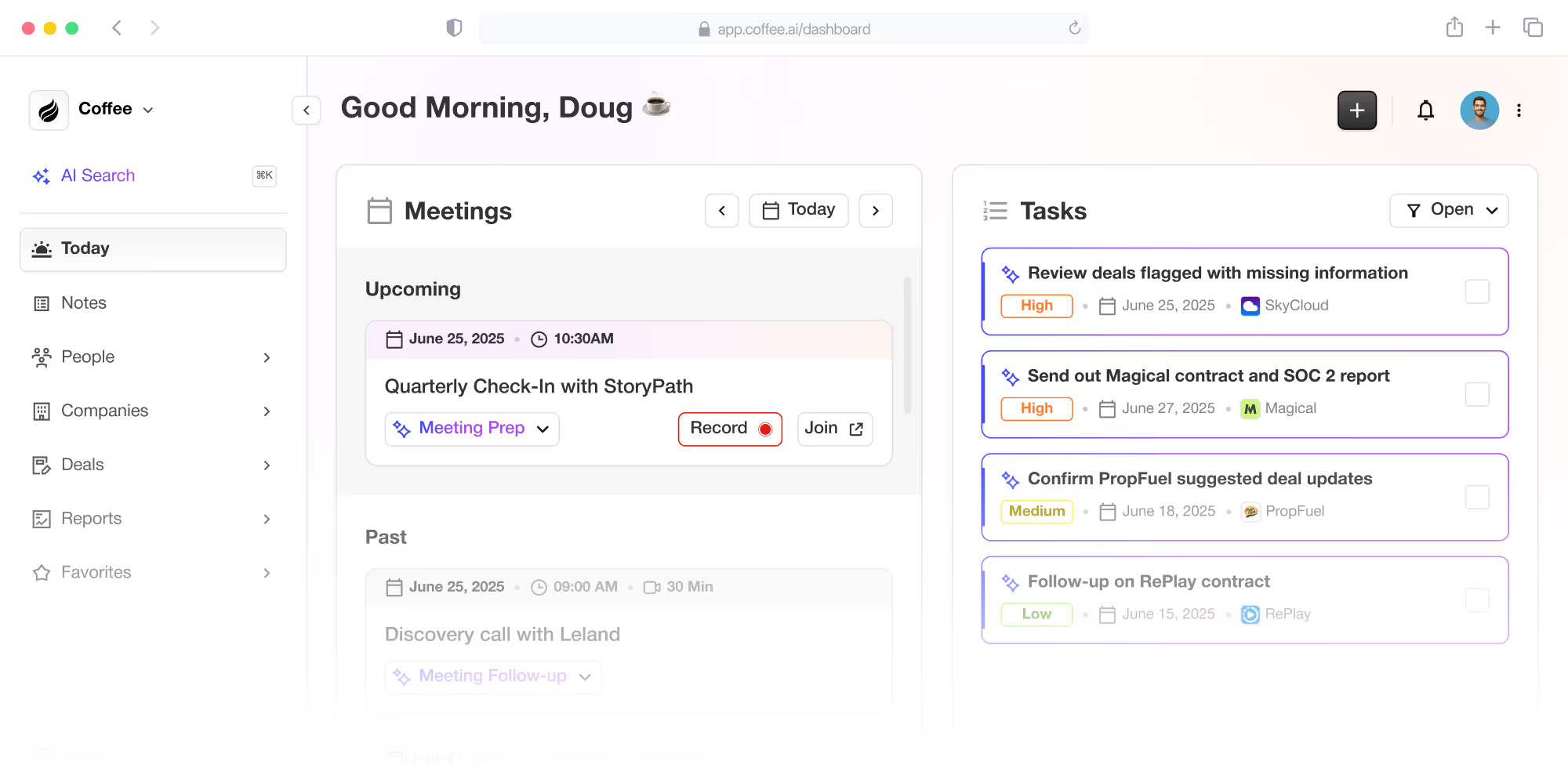 Coffee AI-first CRM and Salesforce/HubSpot companion app