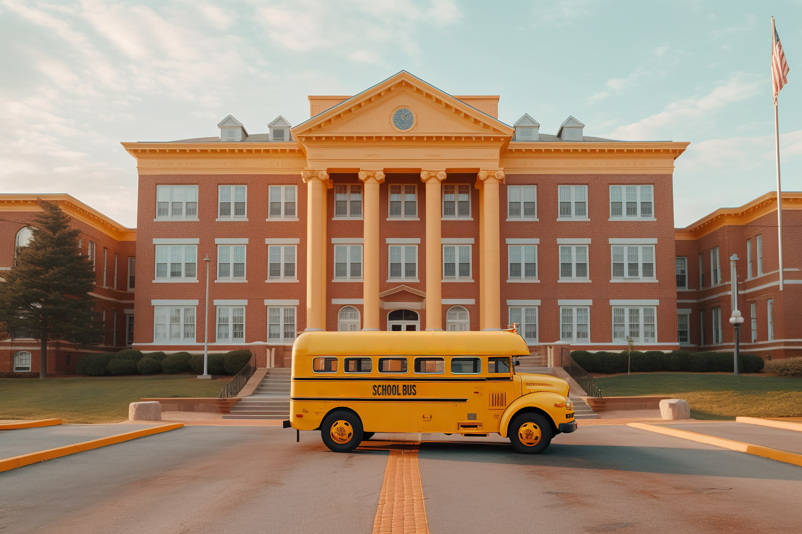 Ônibus escolar em programa de high school nos Estados Unidos