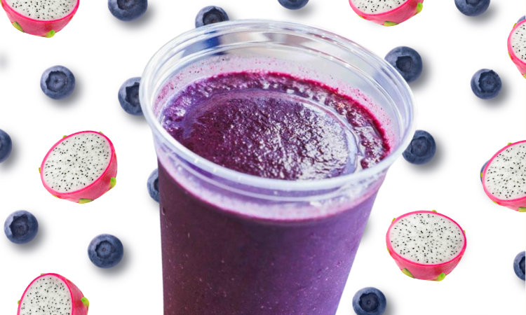 Breadless Blue Dragon Smoothie, including blueberries and pomegranate