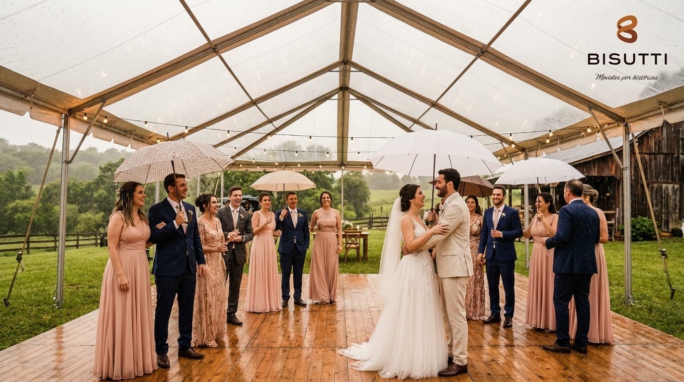 Como planejar casamento na fazenda com chance de chuva