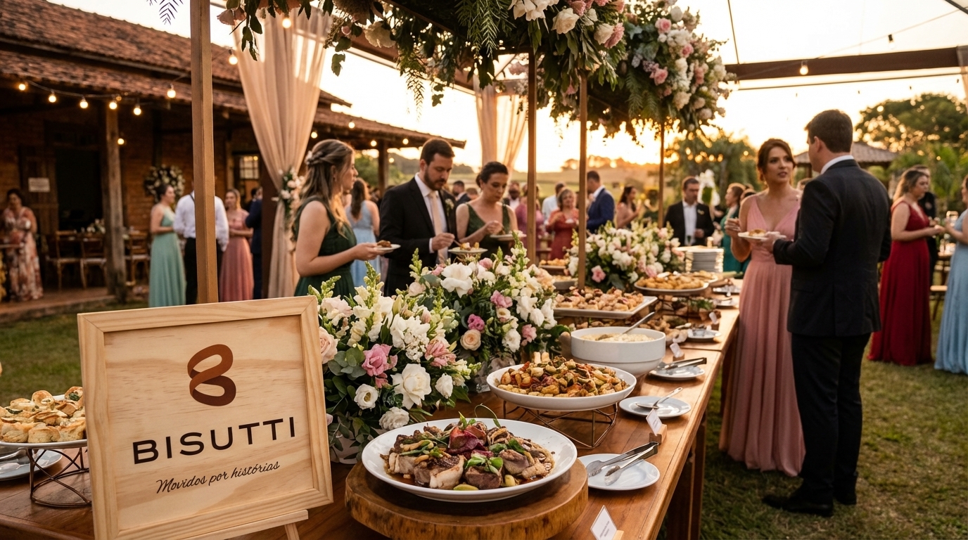 Buffet sofisticado para casamento em fazenda interior SP