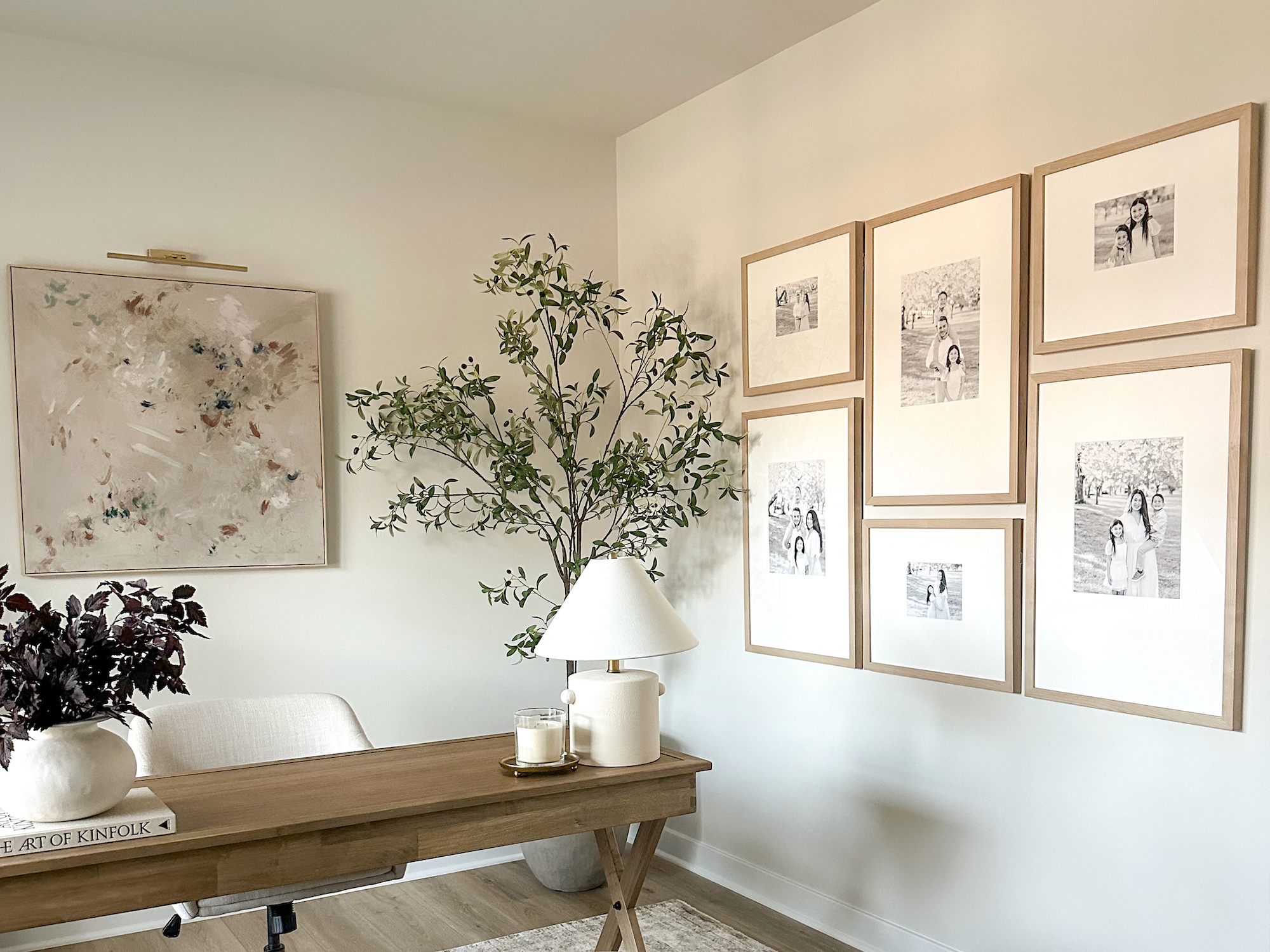 Luxe Bricklay gallery wall in a home office