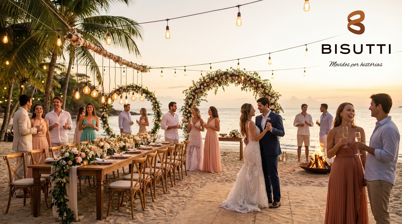 Como organizar casamento pé na areia de luxo: guia Bisutti