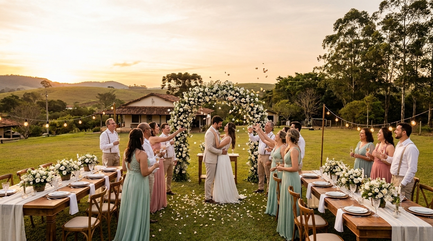 Casamento em chácara com solução 360º: guia da Bisutti