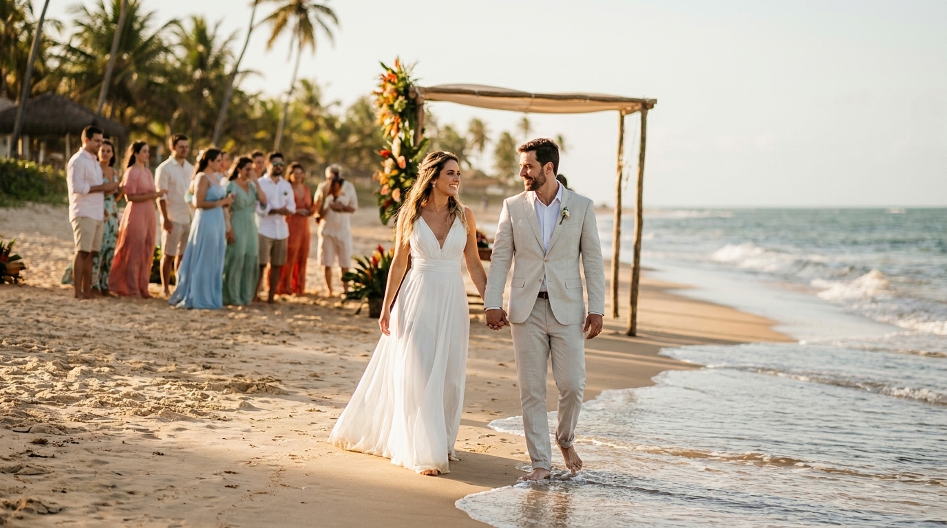 Melhor horário para casamento pé na areia no Brasil