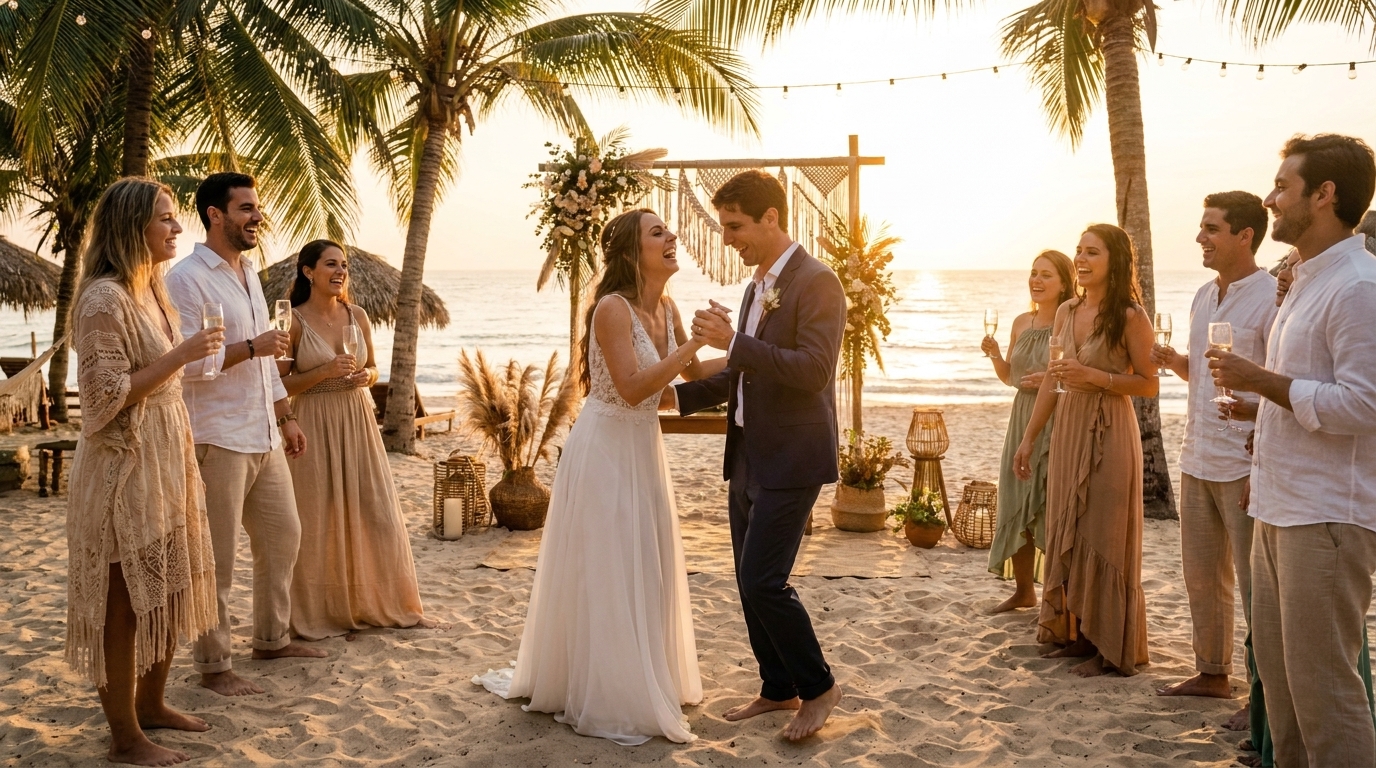 Casamento pé na areia em Trancoso com solução 360º