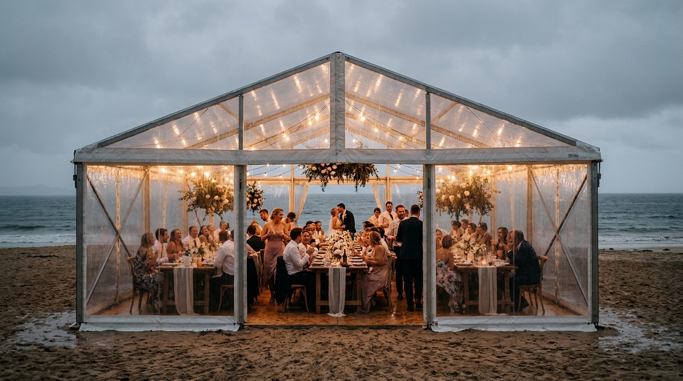 Plano B para casamento pé na areia com chuva: guia prático