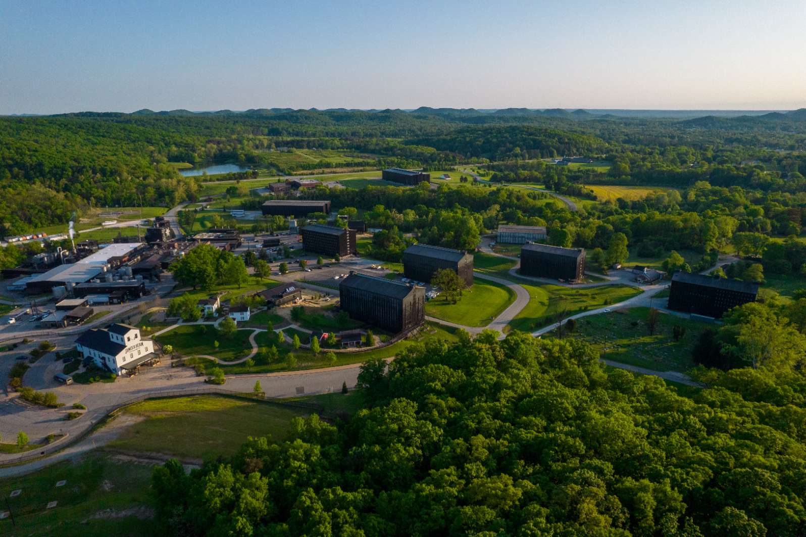 An aerial view of James B. Beam Distilling Co. in Clermont, Kentucky. It's The Home of the World's #1 Bourbon: Jim Beam.