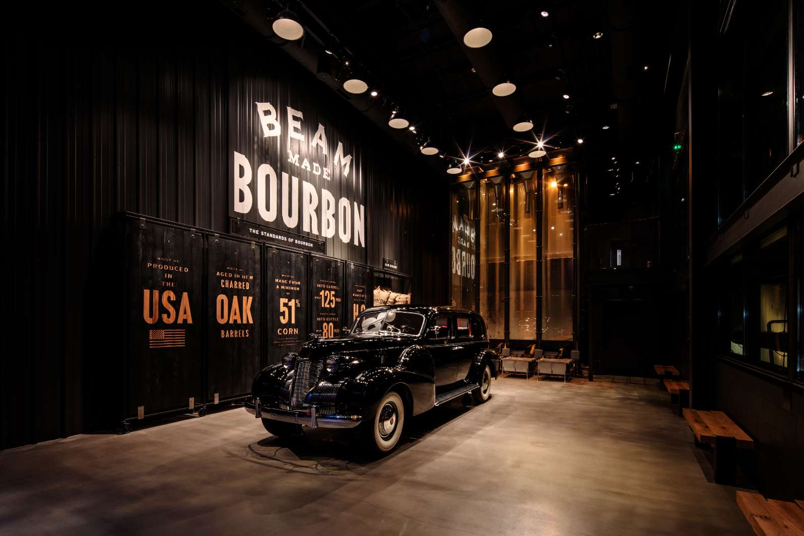 Jim Beam's original Cadillac, inside James B. Beam Distilling Co., seen on the Beam Made Bourbon Tour & Tasting.
