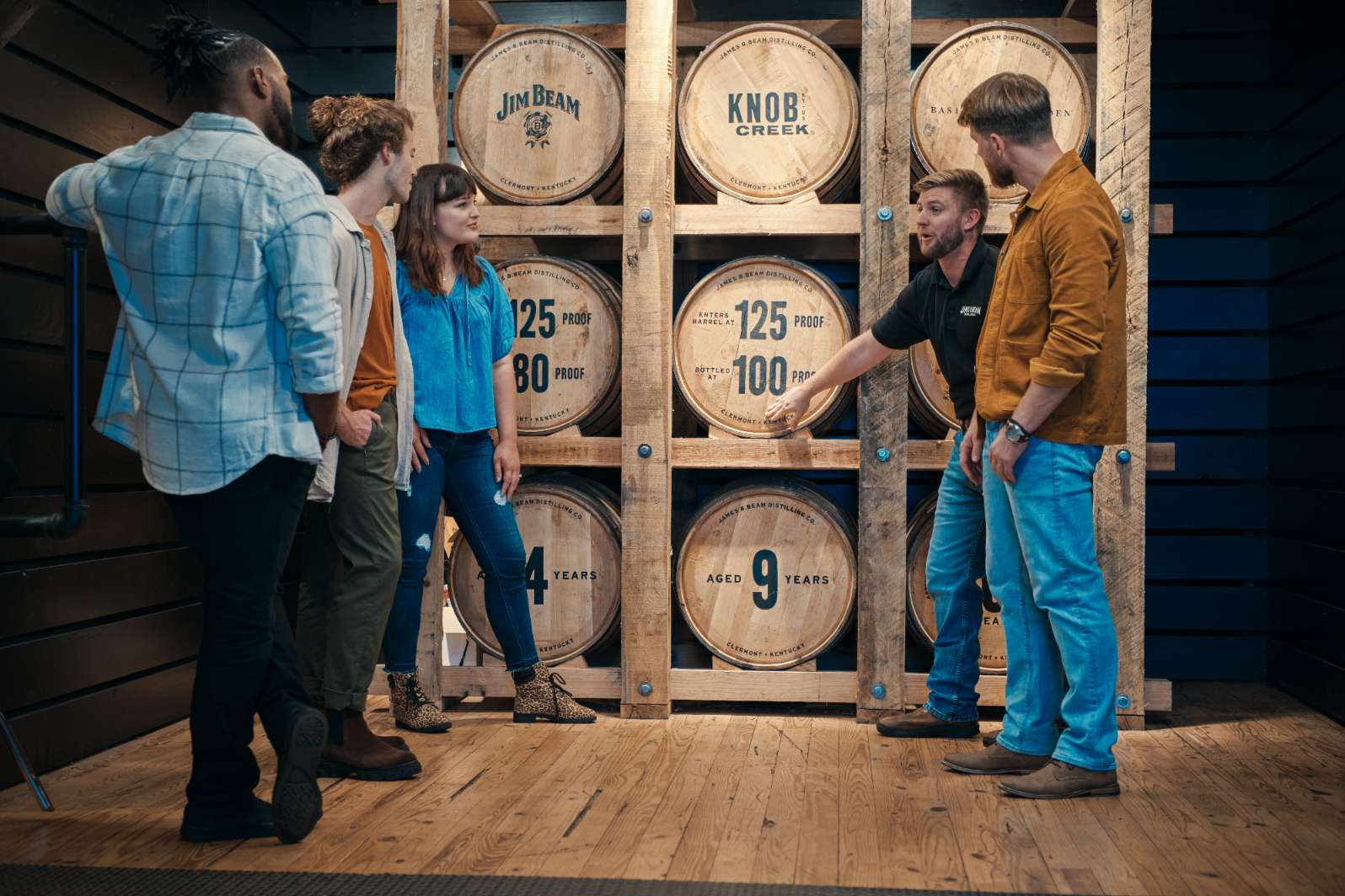 On the Beam Made Bourbon Tour & Tasting, you can participate in barrel filling and dumping,