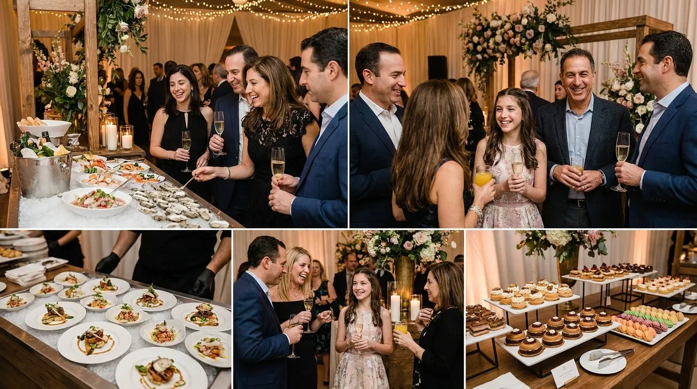 Ideias de buffet moderno para Bat Mitzvah de luxo