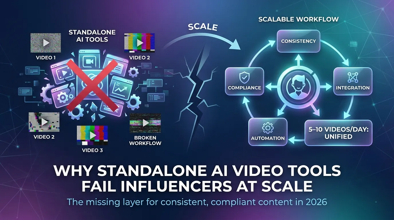 Why Standalone AI Video Tools Fail Influencers at Scale