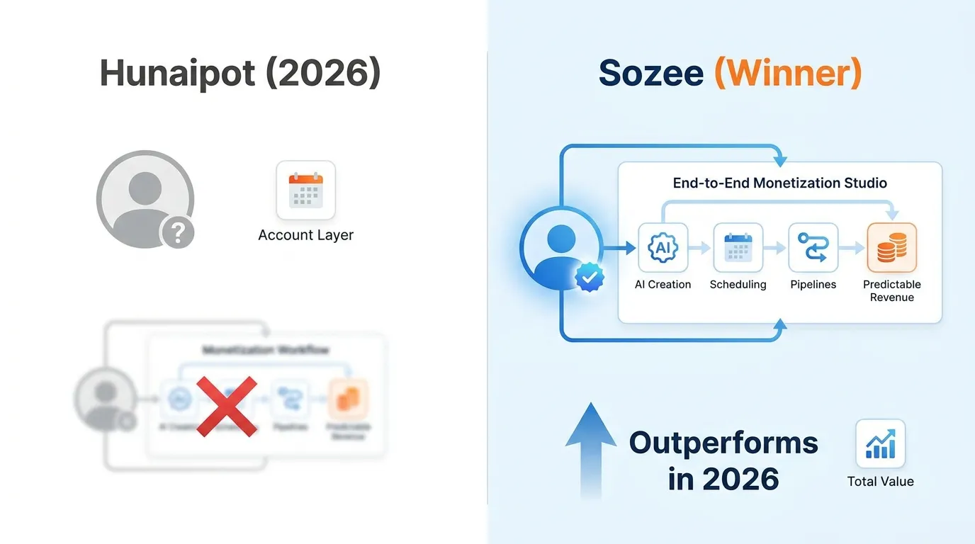 Hunaipot Competitors Comparison 2026: Why Sozee Wins