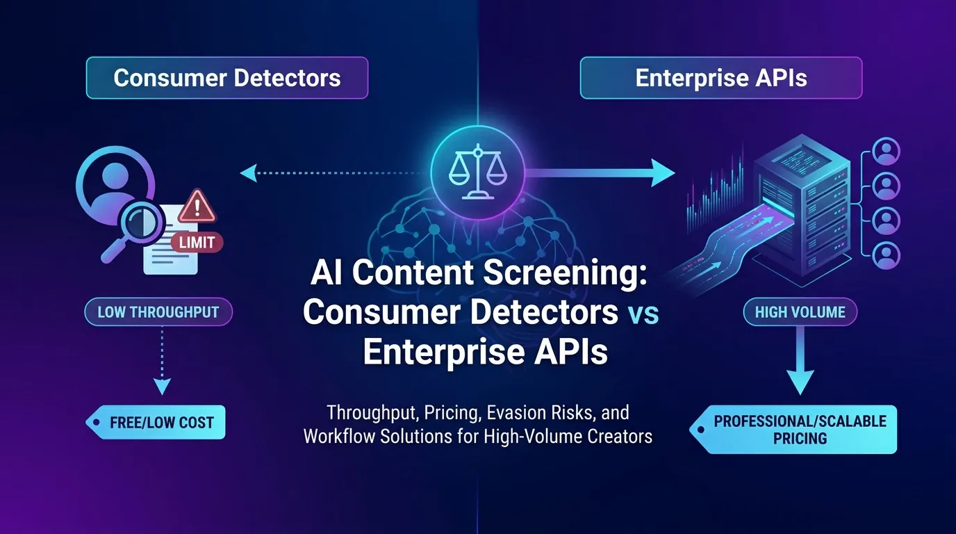 AI Content Screening: Consumer Detectors vs Enterprise APIs