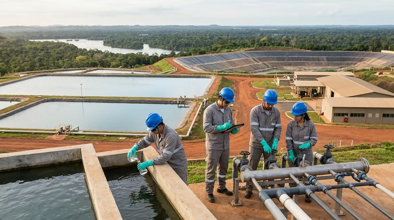 Barragem a jusante e recirculação de água na mineração