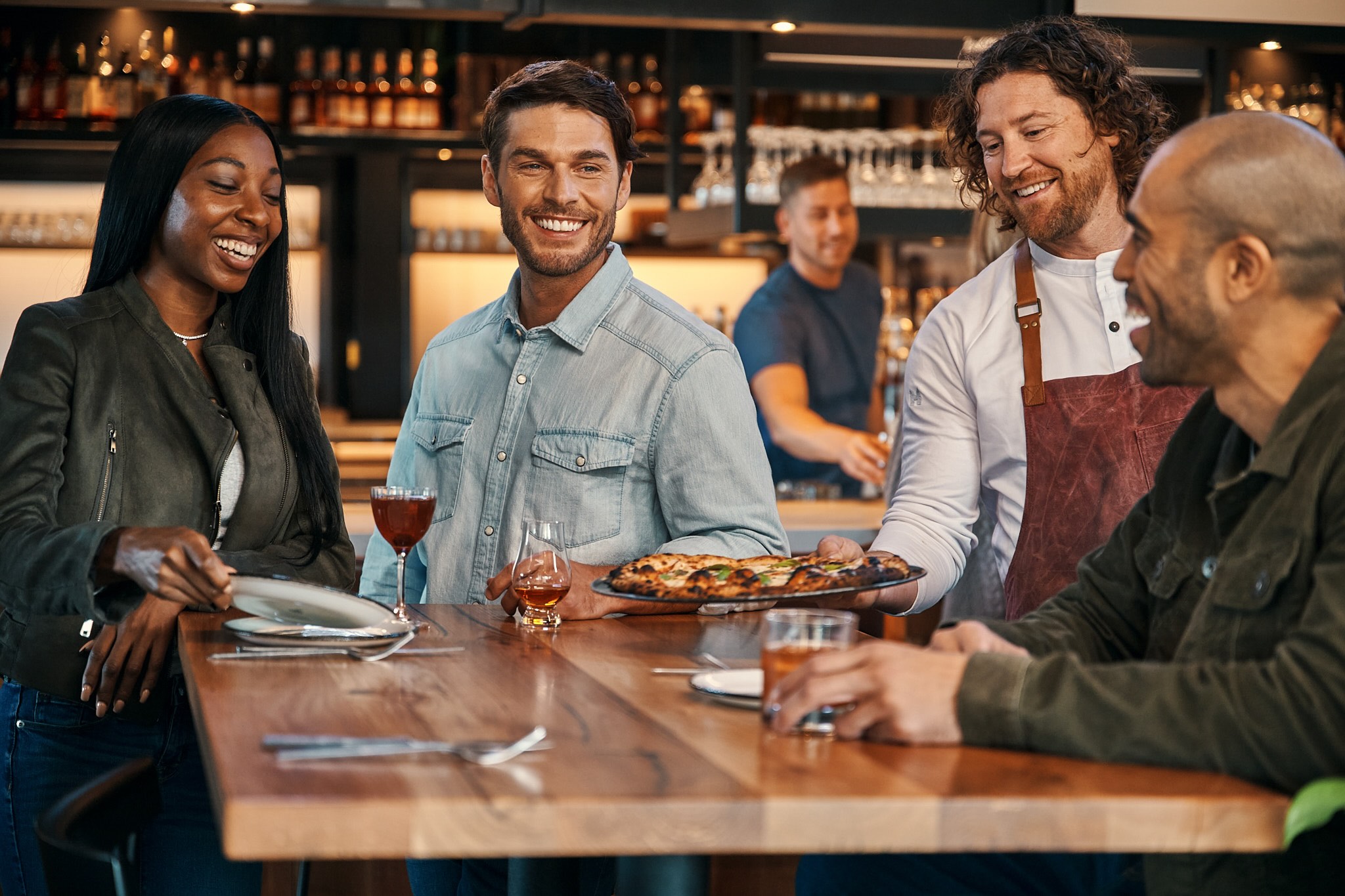 Come for the bourbon. Stay for the brick-oven pizza, made with the same Beam family yeast used in our bourbon-making process. A true taste of Beam at The Kitchen Table Restaurant.